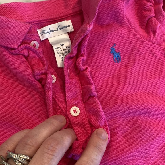 Ralph Lauren Baby girl ruffle pink tshirt onesie 9m - Picture 2 of 5